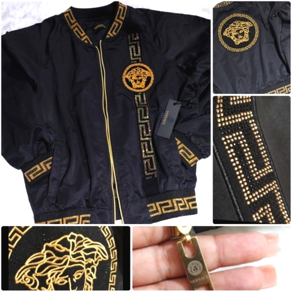 Versace black and Gold Zip up Jacket